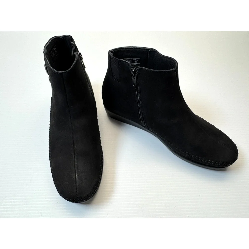 SAS Jade Ankle Boots‎ Women 10.5W EUC $245 Leather Suede Side-zip Comfort Tripad